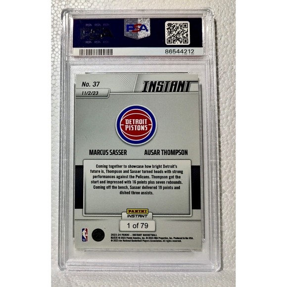 Ausar Thompson / Marcus Sasser 2023-24 Panini NBA Rookie Card 1 of 79 PSA 9 Mint - Picture 2 of 4